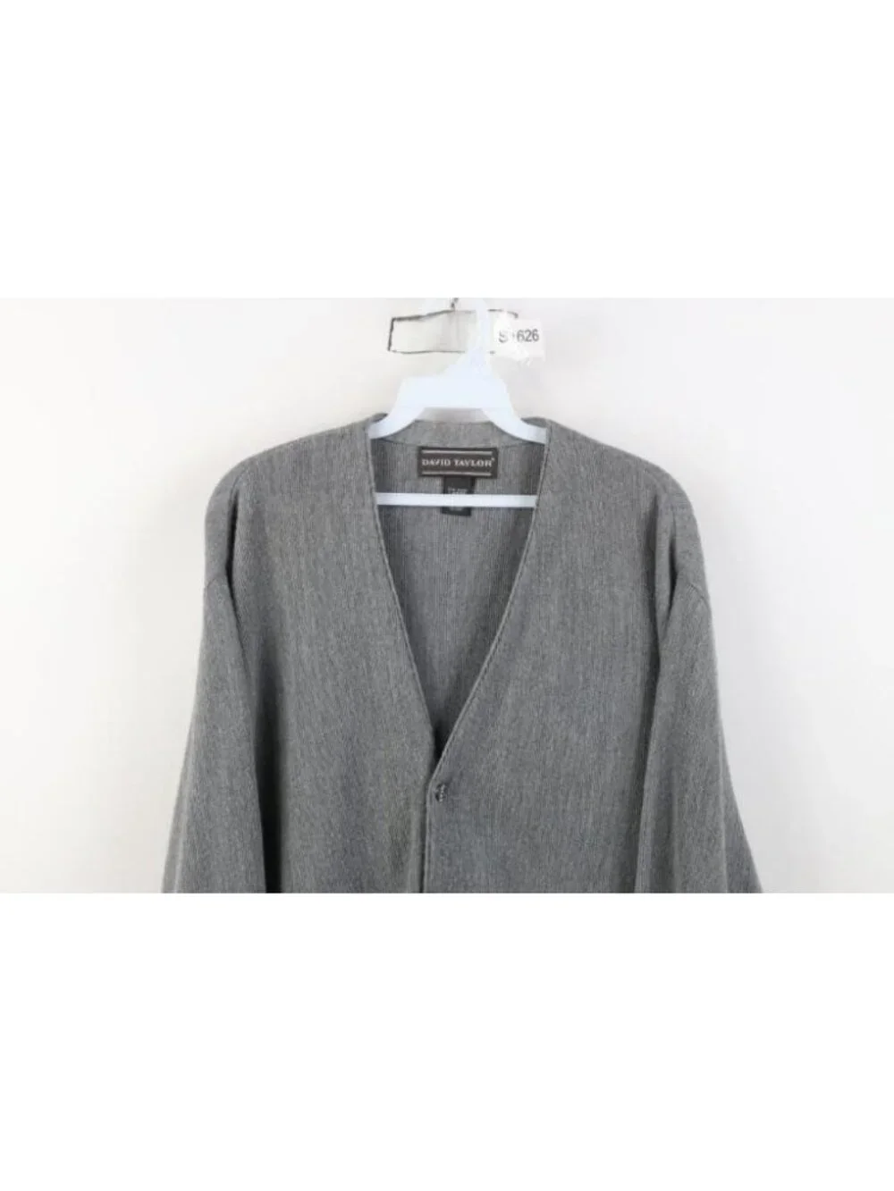 Vtg 90s Streetwear Mens Large Blank Knit Kurt Cobain Cardigan Sweater Gray USA